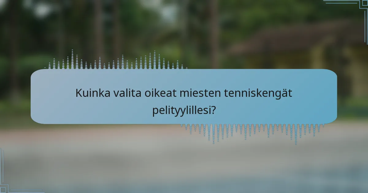 Kuinka valita oikeat miesten tenniskengät pelityylillesi?